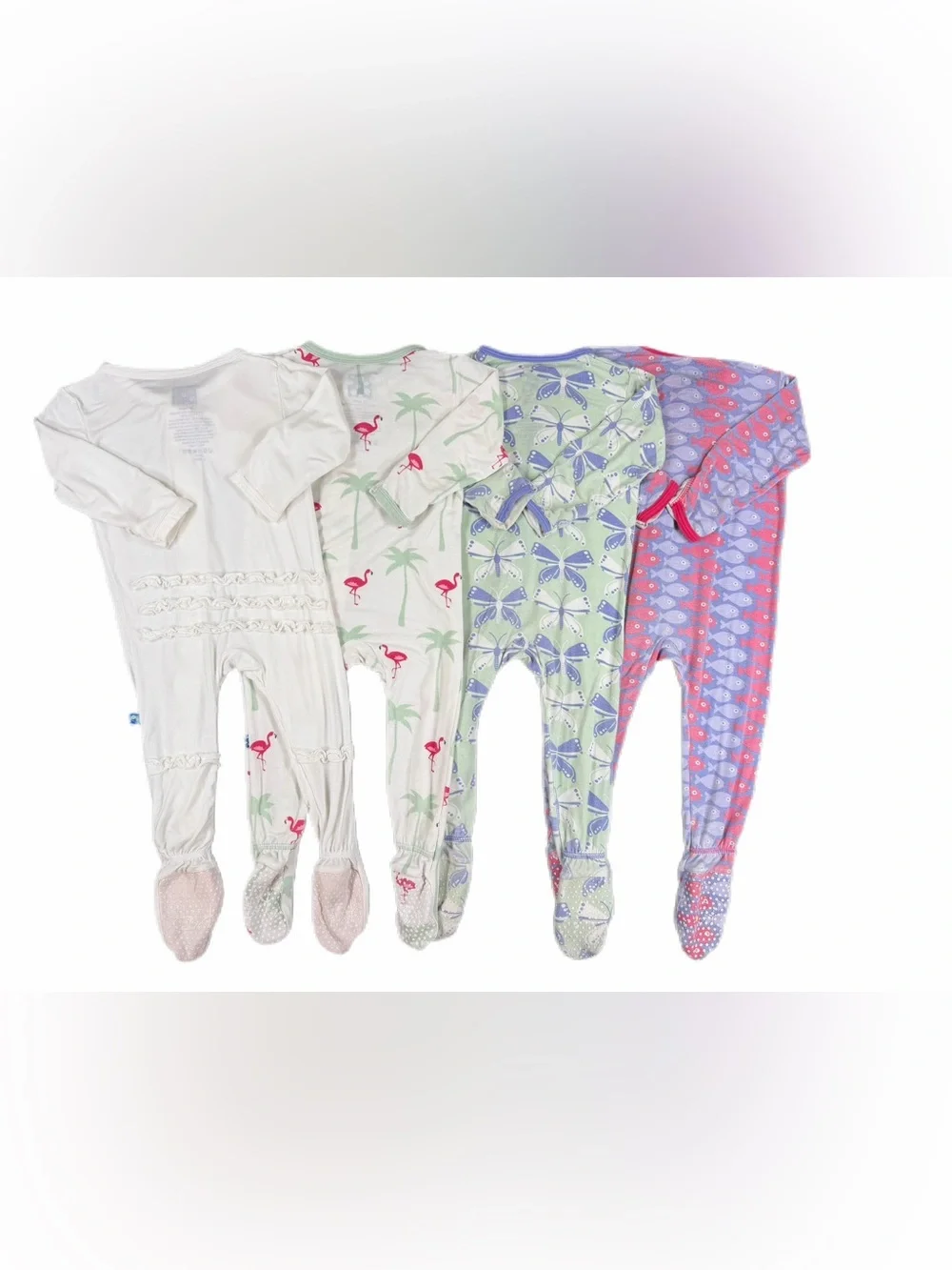 KICKEE PANTS Baby Girl Bamboo Footie Bundle - 6-9M